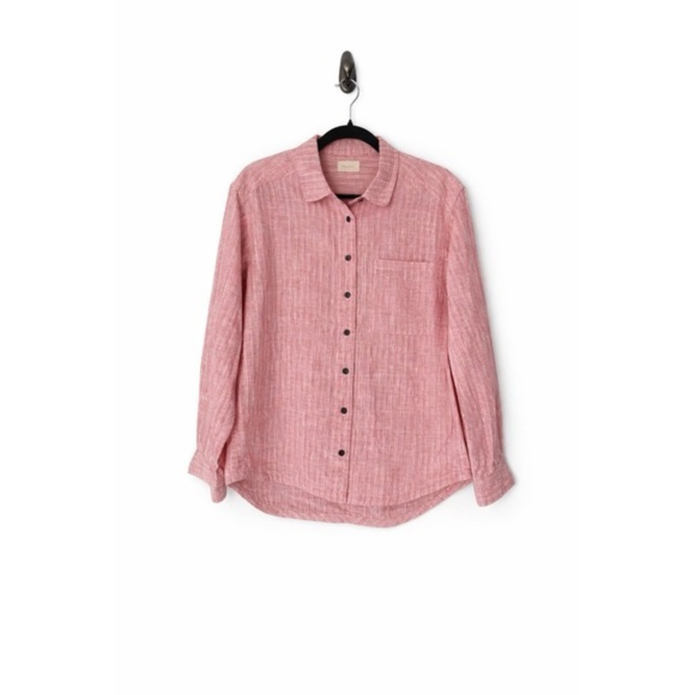 POETRY Shirt Hemp Organic Cotton Button Up Neutral Blouse Size‎ 4 Career Coastal